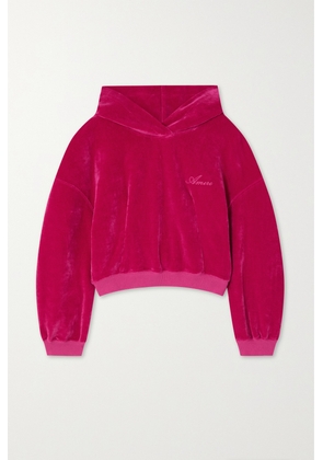AMIRI - Cropped Cotton-velour Hoodie - Pink - xx small,x small,small,medium,large,x large