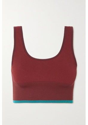 OUTDOOR VOICES - Ribbed Stretch Sports Bra - Burgundy - x small,small,medium,large,x large