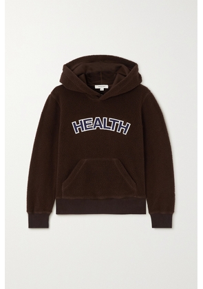 Sporty & Rich - Cropped Appliquéd Fleece Hoodie - Brown - x small,small,medium,large,x large