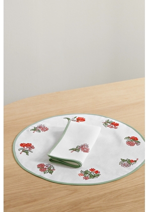 Loretta Caponi - Embroidered Linen Placemat And Napkin Set - White - One size