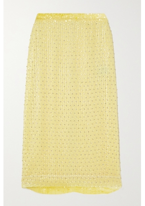 Erdem - Mariana Embellished Crepe Midi Skirt - Yellow - UK 6,UK 8,UK 10,UK 12,UK 14,UK 16