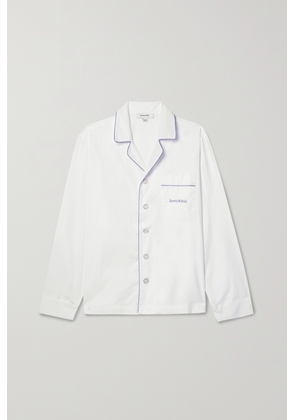 Sporty & Rich - Carter Piped Embroidered Cotton-poplin Shirt - White - x small,small,medium,large,x large