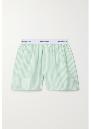 Sporty & Rich - Cassie Striped Tencel™ Lyocell Shorts - Green - x small,small,medium,large,x large