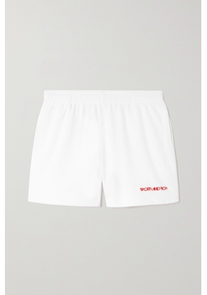Sporty & Rich - Disco Embroidered Cotton-terry Shorts - White - x small,small,medium,large,x large