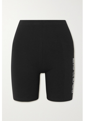 Sporty & Rich - Printed Stretch-cotton Biker Shorts - Black - xx small,x small,small,medium,large,x large