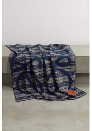 Loewe - Appliquéd Wool-blend Blanket - Blue - One size