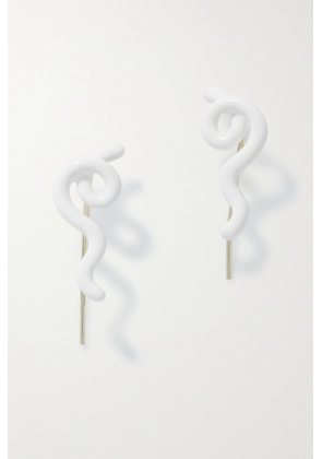 Bea Bongiasca - Short Wave 9-karat Gold And Enamel Earrings - White - One size
