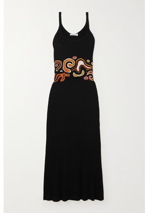 Gabriela Hearst - Mila Crochet-paneled Ribbed Cashmere And Silk-blend Maxi Dress - Black - x small,small,medium,large,x large