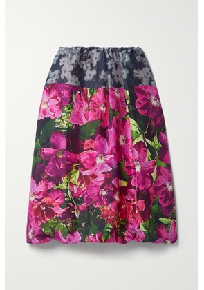 Dries Van Noten - Gathered Floral-print Silk And Cotton-blend Satin Skirt - Pink - x small,small,medium,large