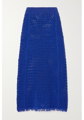Dries Van Noten - Fringed Crocheted Cotton Midi Skirt - Blue - x small,small,medium,large
