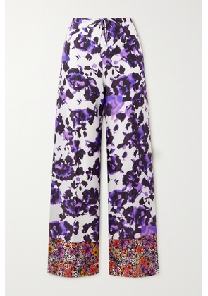 Dries Van Noten - Floral-print Silk-twill Straight-leg Pants - Purple - FR34,FR36,FR38,FR40,FR42,FR44
