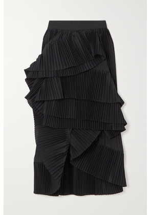 Dries Van Noten - Asymmetric Tiered Pleated Poplin Midi Skirt - Black - FR34,FR36,FR38,FR40,FR42,FR44