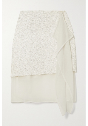Dries Van Noten - Ruffled Sequined Georgette Mini Wrap Skirt - White - FR34,FR36,FR38,FR40,FR42