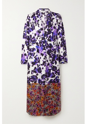 Dries Van Noten - Paneled Floral-print Silk-twill Coat - Purple - FR34,FR36,FR38,FR40,FR42,FR44