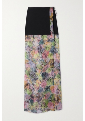 Dries Van Noten - Layered Silk-blend And Floral-print Chiffon Maxi Wrap Skirt - Black - FR34,FR36,FR38,FR40,FR42,FR44