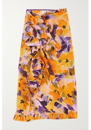 Dries Van Noten - Wrap-effect Ruffled Floral-print Crepe Skirt - Purple - FR34,FR36,FR38