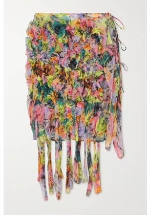 Dries Van Noten - Ruffled Floral-print Silk-crepon Wrap Skirt - Green - FR34,FR36,FR38,FR40,FR42,FR44