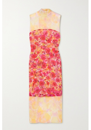 Dries Van Noten - Layered Floral-print Silk-georgette Midi Dress - Pink - FR34,FR36,FR38,FR40,FR42,FR44