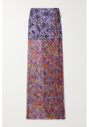 Dries Van Noten - Layered Floral-print Silk-crepon Wrap Maxi Skirt - Purple - FR34,FR36,FR38,FR40,FR42,FR44