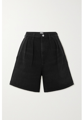 Citizens of Humanity - Maritzy Pleated Denim Shorts - Black - 23,24,25,26,27,28,29,30,31,32,33