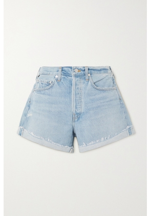 Citizens of Humanity - + Net Sustain Annabelle Distressed Organic Denim Shorts - Blue - 23,24,25,26,27,28,29,30,31,32,33