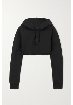 Givenchy - Cropped Embroidered Cotton-jersey Hoodie - Black - x small,small,medium,large,x large