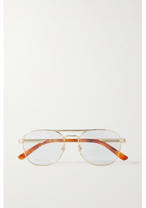 Gucci Eyewear - Gg Web Aviator-style Gold-tone And Tortoiseshell Acetate Optical Glasses - One size