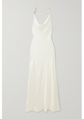 Cult Gaia - Azaelia Ring-embellished Open-back Stretch-silk Satin Gown - White - x small,small,medium,large