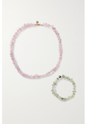 TBALANCE CRYSTALS - Rose Quartz And Prehnite Necklace And Bracelet Set - Pink - One size