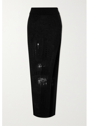 Rick Owens - Spider Ziggy Distressed Knitted Maxi Skirt - Black - x small,small,medium,large,x large