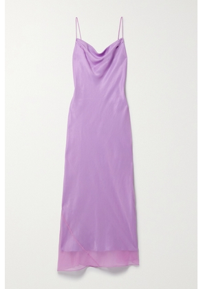 Vince - Draped Silk-crepon Midi Dress - Purple - x small,small,medium,large,x large