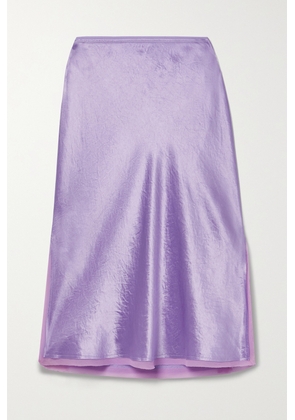 Vince - Silk-chiffon Trimmed Hammered-satin Skirt - Purple - US0,US2,US4,US6,US8,US10,US12,US14