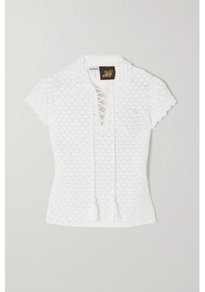 Loewe - + Paula's Ibiza Tasseled Crocheted Cotton Top - White - x small,small,medium,large