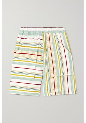 Loewe - + Paula's Ibiza Striped Cotton, Silk And Linen-blend Shorts - Multi - x small,small,medium,large