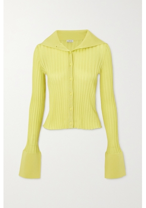 Loewe - Embellished Ribbed-knit Cardigan - Yellow - x small,small,medium,large