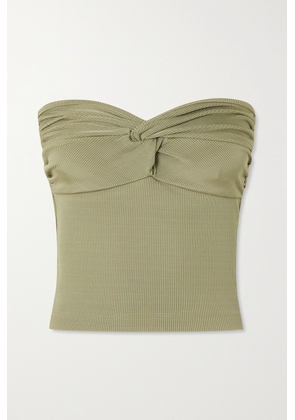 GOLDSIGN - Strapless Twist-front Ribbed Stretch-jersey Top - Green - x small,small,medium,large,x large