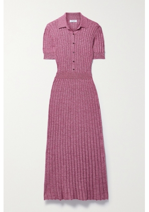 Gabriela Hearst - Avant Ribbed Mélange Cashmere And Silk-blend Midi Dress - Pink - x small,small,medium,large,x large