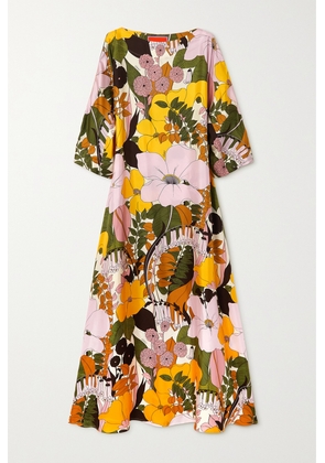 La DoubleJ - Floral-print Silk-twill Maxi Dress - Pink - xx small,x small,small,medium,large,x large,xx large