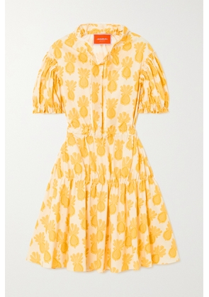 La DoubleJ - Biscotto Tiered Printed Cotton-poplin Mini Dress - Yellow - xx small,x small,small,medium,large,x large,xx large