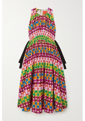 La DoubleJ - Biennale Tie-detailed Tiered Printed Poplin Midi Dress - Multi - xx small,x small,small,medium,large,x large,xx large