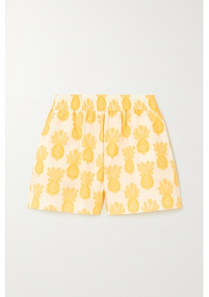 La DoubleJ - Printed Cotton-poplin Shorts - Yellow - xx small,x small,small,medium,large,x large,xx large