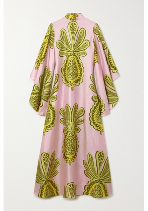 La DoubleJ - Magnifico Printed Silk-twill Maxi Dress - Pink - xx small,x small,small,medium,large,x large,xx large