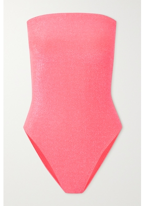 GOOD AMERICAN - Sparkle Strapless Metallic Neon Swimsuit - Pink - 0,1,2,3,4,5,6,7,8