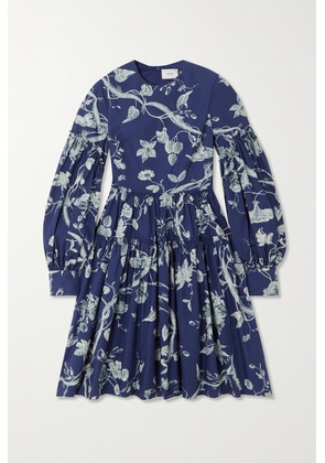 Erdem - Tiered Floral-print Cotton-poplin Mini Dress - Blue - UK 6,UK 8,UK 10,UK 12,UK 14,UK 16,UK 18,UK 20