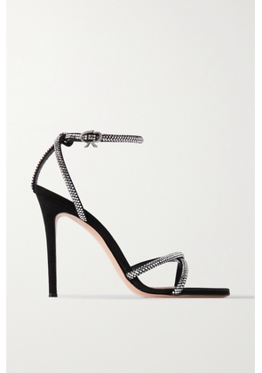 Gianvito Rossi - 105 Crystal-embellished Suede Sandals - Black - IT35,IT36,IT36.5,IT37,IT37.5,IT38,IT38.5,IT39,IT39.5,IT40,IT40.5,IT41,IT42