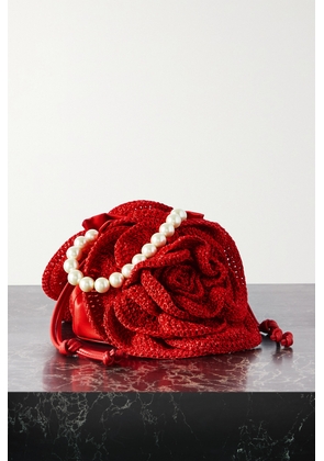 Magda Butrym - Magda Embellished Appliquéd Crochet And Satin Shoulder Bag - Red - One size