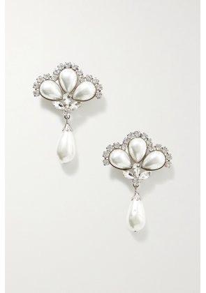 Alessandra Rich - Silver-tone Faux Pearl And Crystal Clip Earrings - One size