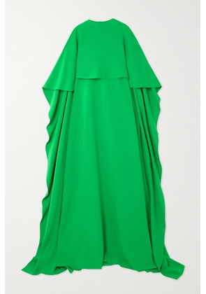 Oscar de la Renta - Cape-effect Stretch-silk Crepe Gown - Green - x small,small,medium,large,x large