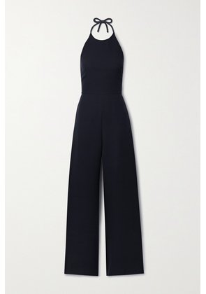 Valentino Garavani - Bow-detailed Silk-cady Halterneck Jumpsuit - Blue - IT36,IT38,IT40,IT42,IT44,IT46