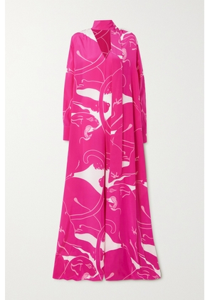Valentino Garavani - Tie-detailed Printed Crepe De Chine Jumpsuit - Pink - IT38,IT40,IT42,IT44